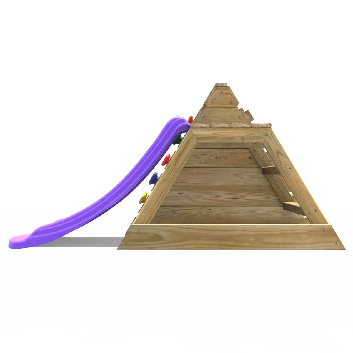 Rebo Mini Wooden Climbing Pyramid Adventure Playset + Den & Slide - Pink