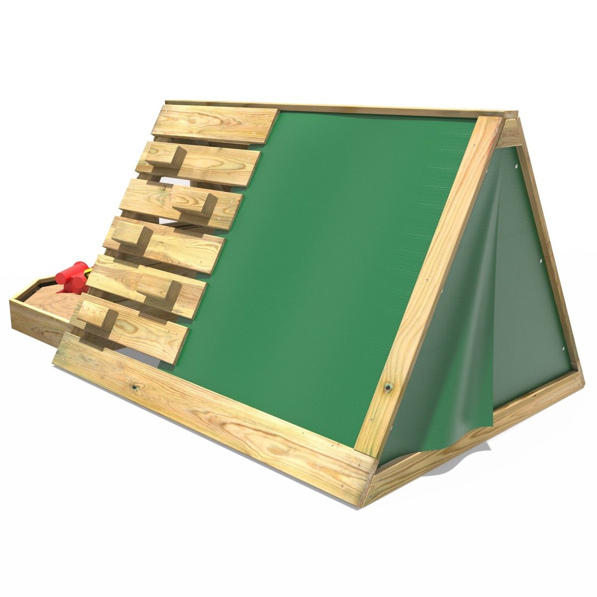 Rebo Mini Wooden Climbing Pyramid Adventure Playset + Sandpit & Den - Green