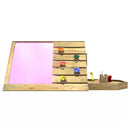 Rebo Mini Wooden Climbing Pyramid Adventure Playset + Sandpit & Den - Pink