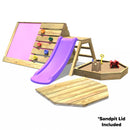 Rebo Mini Wooden Climbing Pyramid Adventure Playset Sandpit, Den & Slide - Pink