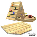 Rebo Mini Wooden Climbing Pyramid Adventure Playset + Sandpit - Green