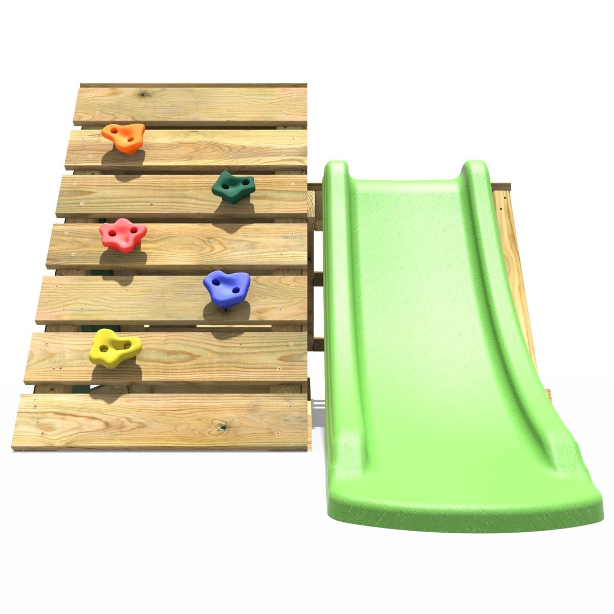 Rebo Mini Wooden Climbing Pyramid Adventure Playset + Slide - Green