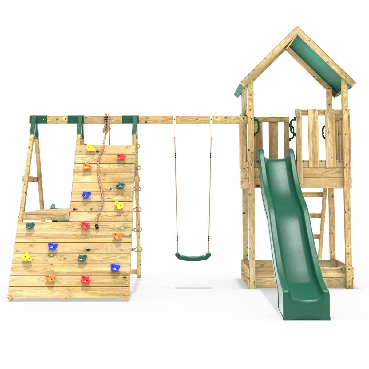 Rebo Modular Wooden Climbing Frame Playset - Swing, Climb & Slide Wychwood