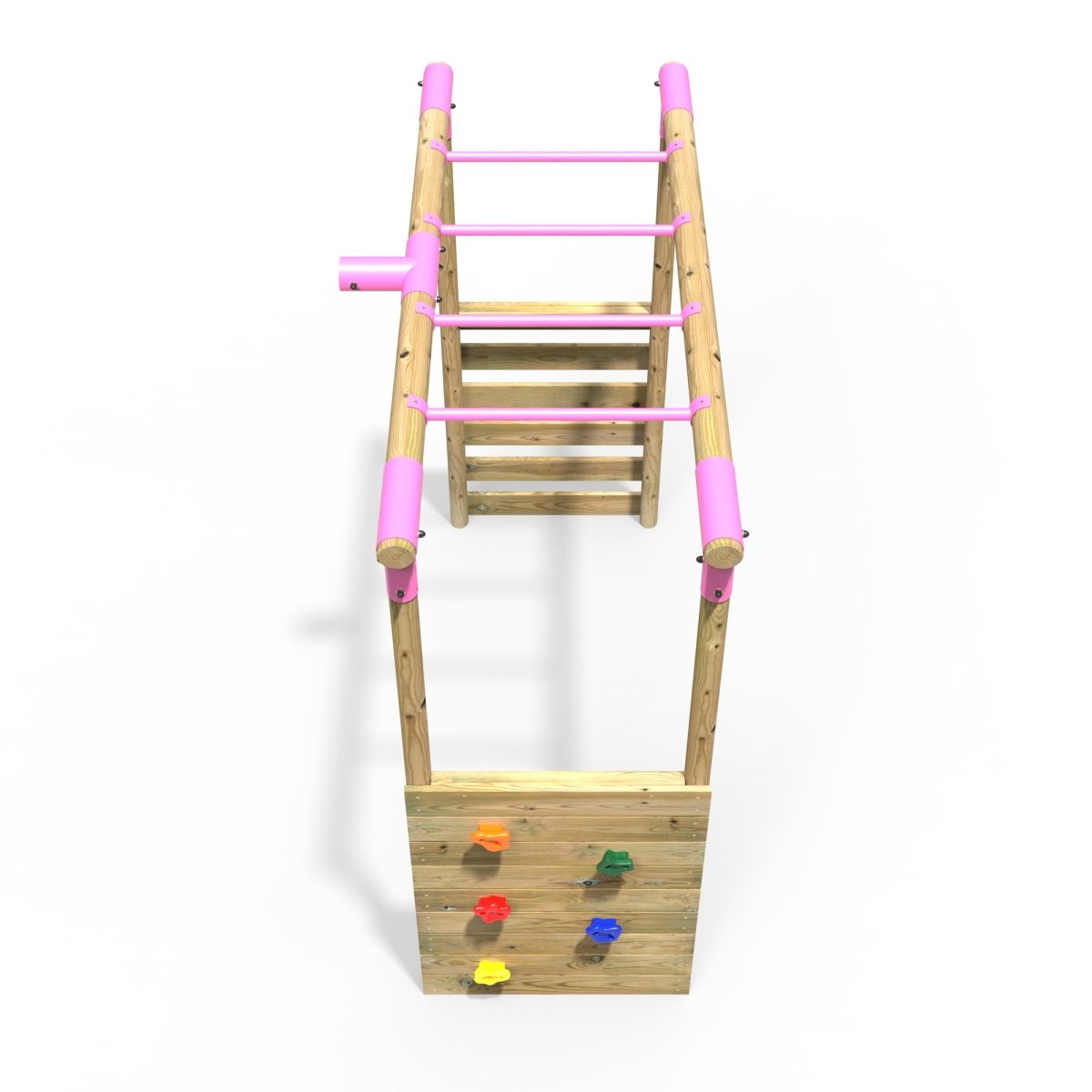 Rebo Monkey Bar Extension Kit for Round Wood Swing Frames Add on Kit - Pink