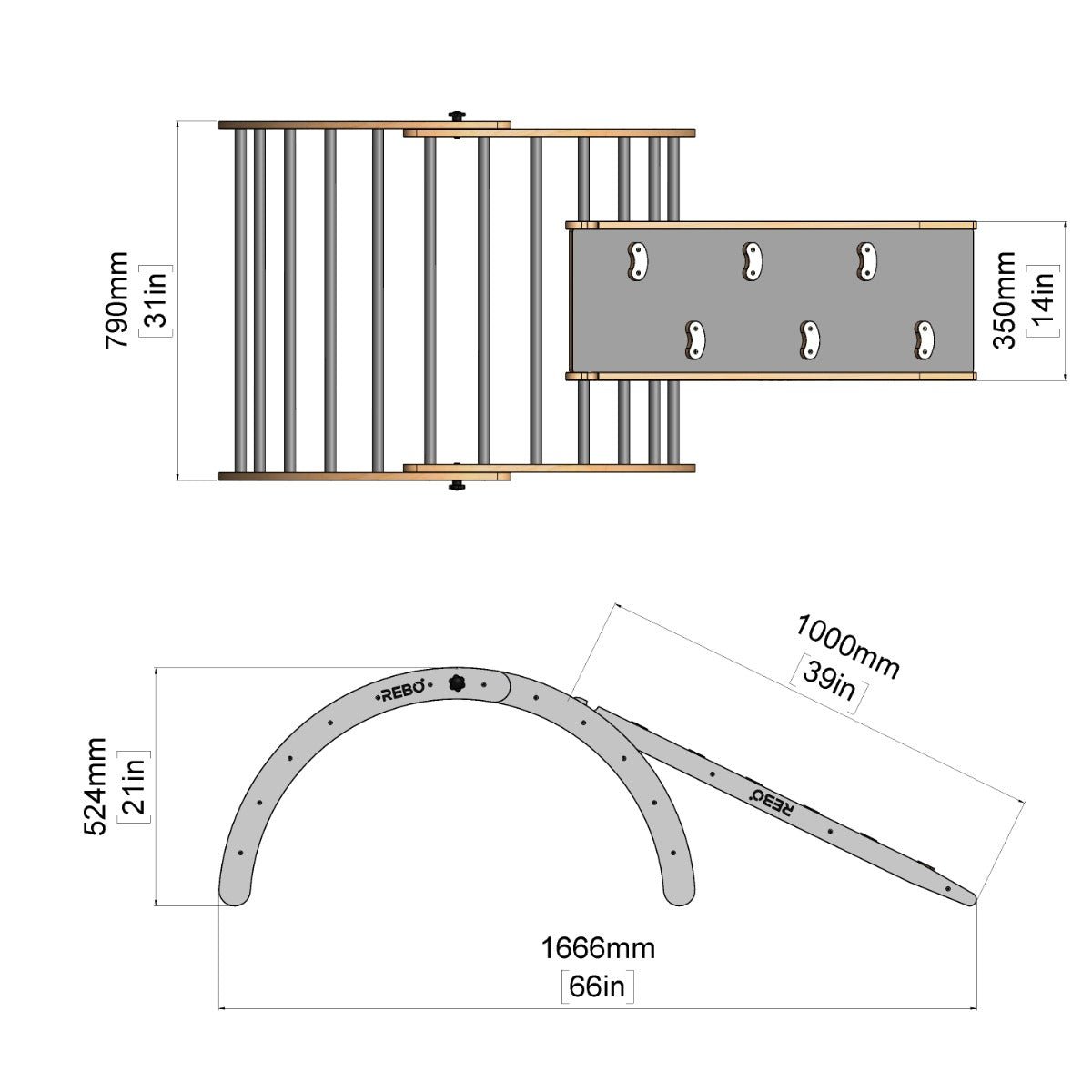 Rebo Montessori Pikler Style Climbing Arch & Ramp