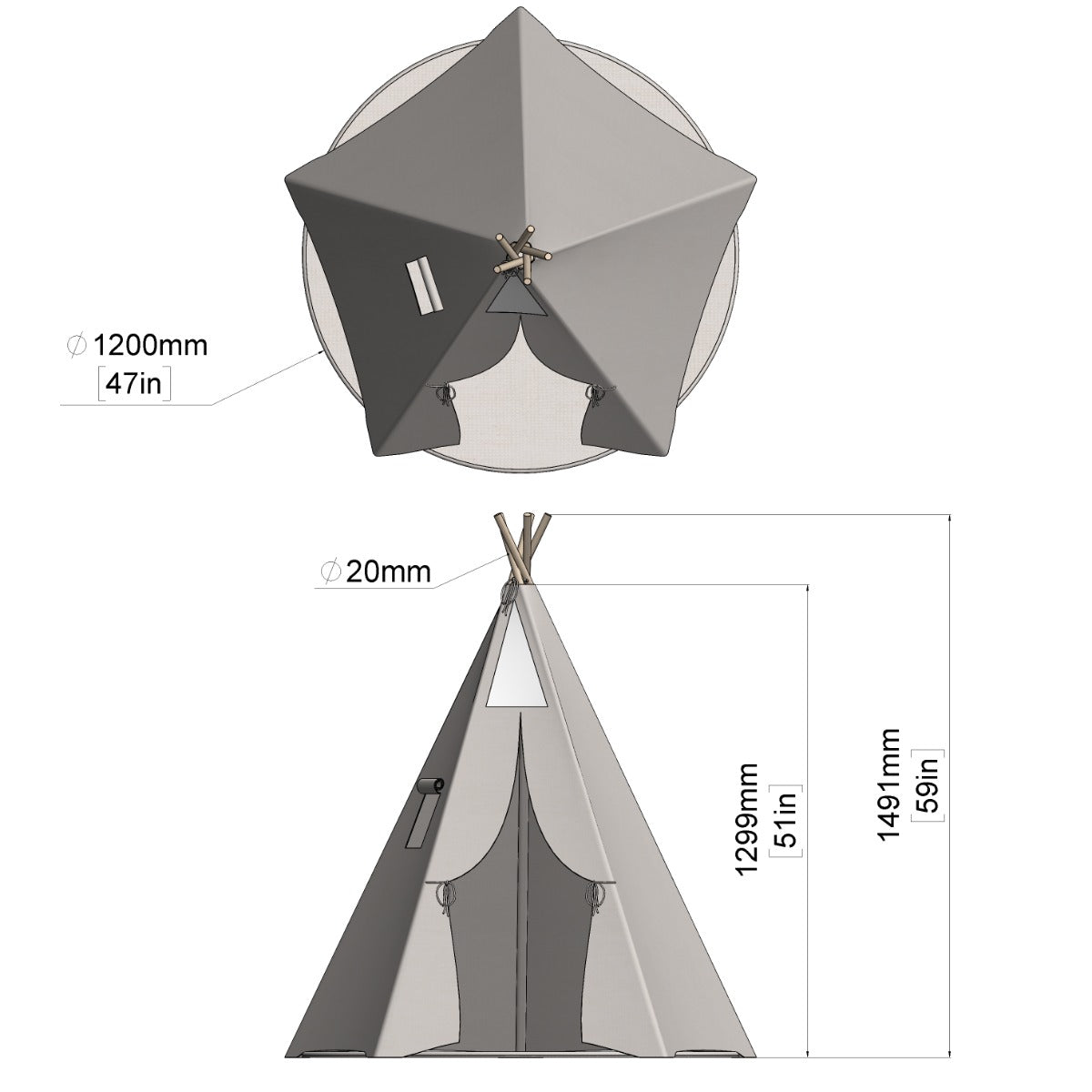 Rebo Montessori Pikler Style Teepee Play Tent