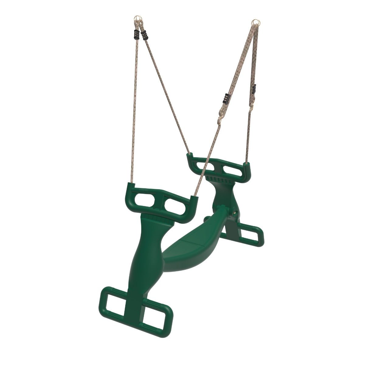 Rebo Moulded Plastic Tandem Glider Two Child Swing Seat - Green