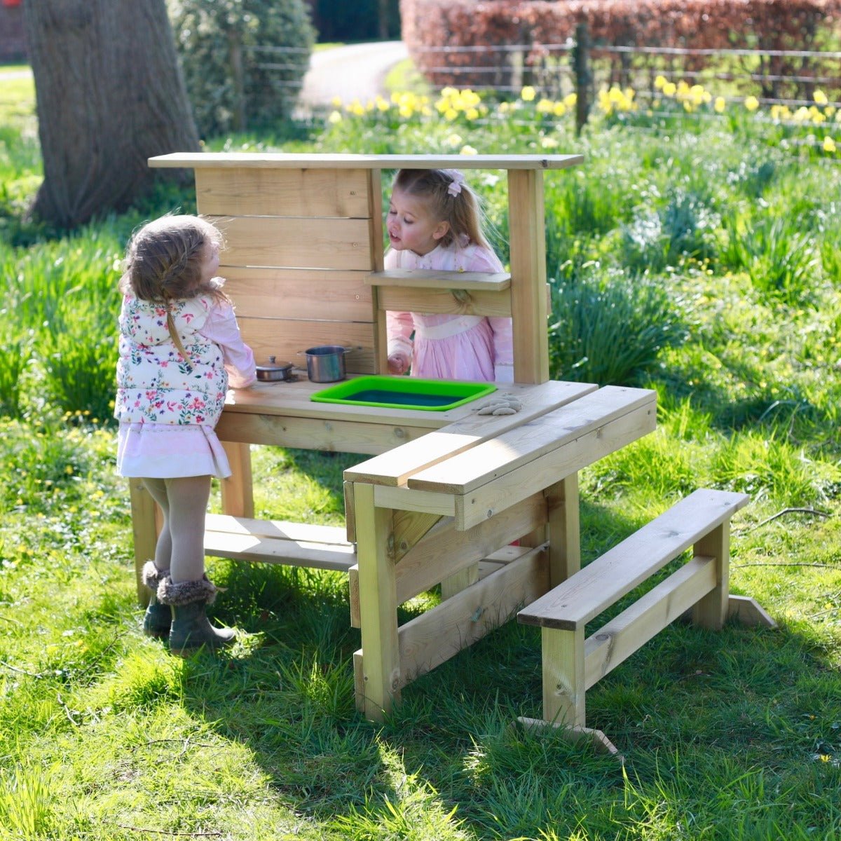 Rebo Muddy Mischief Children’s Outdoor Mud Kitchen Sand Pit - Peppermint