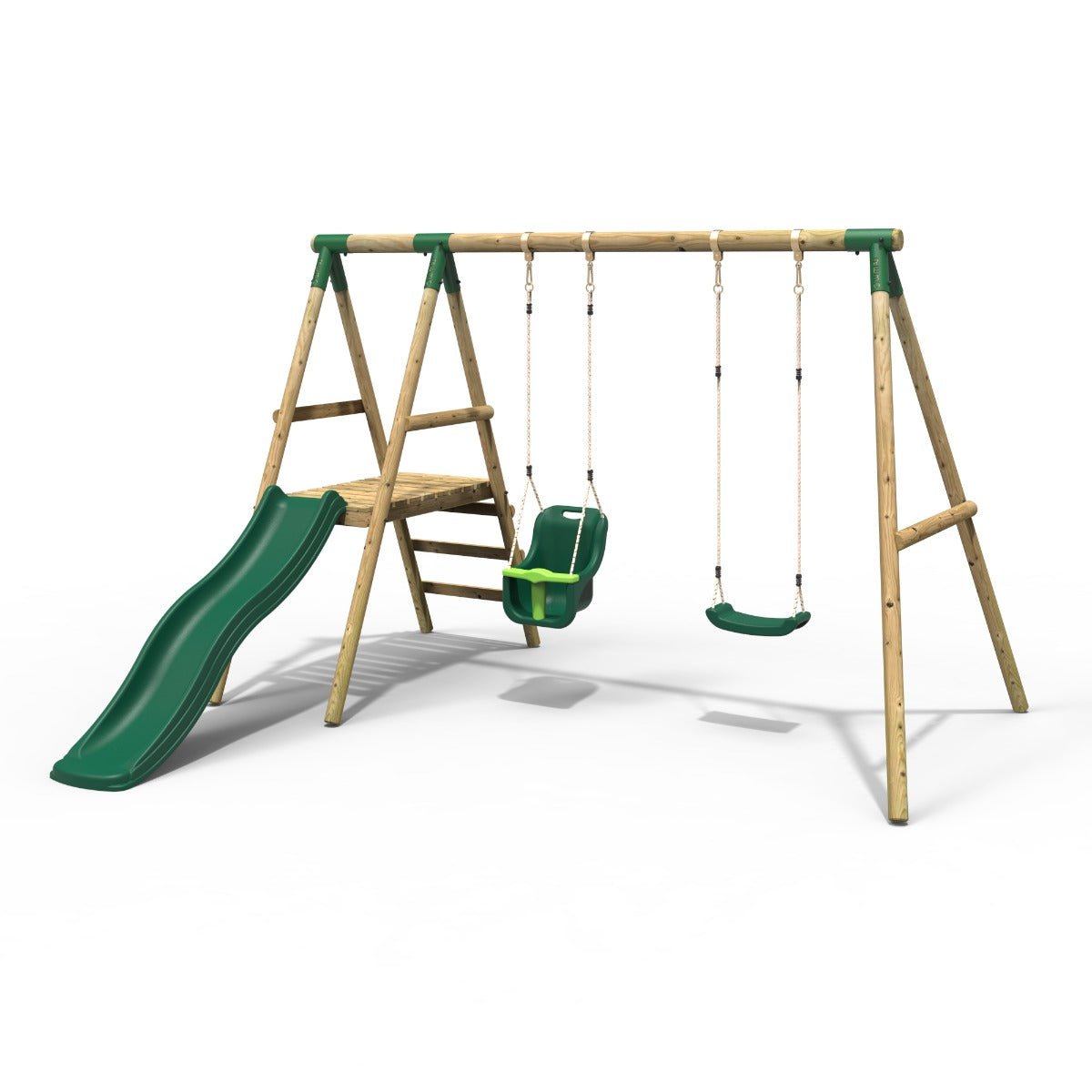 Rebo Odyssey Wooden Swing Set with Platform and Slide