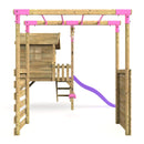 Rebo Orchard 4FT Wooden Playhouse, Swings, Monkey Bars, Deck & 6FT Slide – Solar Purple