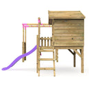 Rebo Orchard 4FT Wooden Playhouse, Swings, Monkey Bars, Deck & 6FT Slide – Solar Purple