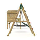Rebo Orchard 4FT Wooden Playhouse + Swings, Rock Wall, Deck & 6FT Slide – Sage Green