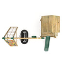 Rebo Orchard 4FT Wooden Playhouse + Swings, Rock Wall, Deck & 6FT Slide – Sage Green