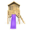 Rebo Orchard 4FT x 4FT Wooden Playhouse On 900mm Deck + 6FT Slide – Swan Purple