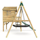 Rebo Orchard 4FT x 4FT Wooden Playhouse + Swings, 900mm Deck & 6FT Slide - Boat Green