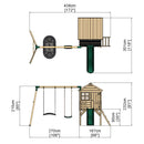 Rebo Orchard 4FT x 4FT Wooden Playhouse + Swings, 900mm Deck & 6FT Slide - Sage Green