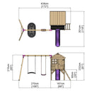 Rebo Orchard 4FT x 4FT Wooden Playhouse + Swings, 900mm Deck & 6FT Slide - Sage Purple