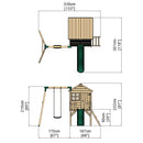 Rebo Orchard 4FT x 4FT Wooden Playhouse + Swings, 900mm Deck & 6FT Slide - Solar Green