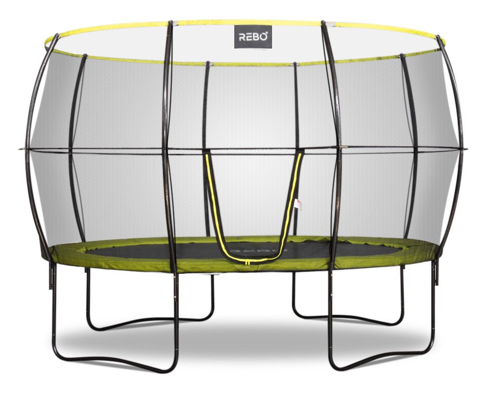 Rebo Oval Jump 2 Trampoline W Halo II Enclosure 11x8ft Rebo Oval Jump 2 Trampoline W Halo II Enclosure 11x8ft
