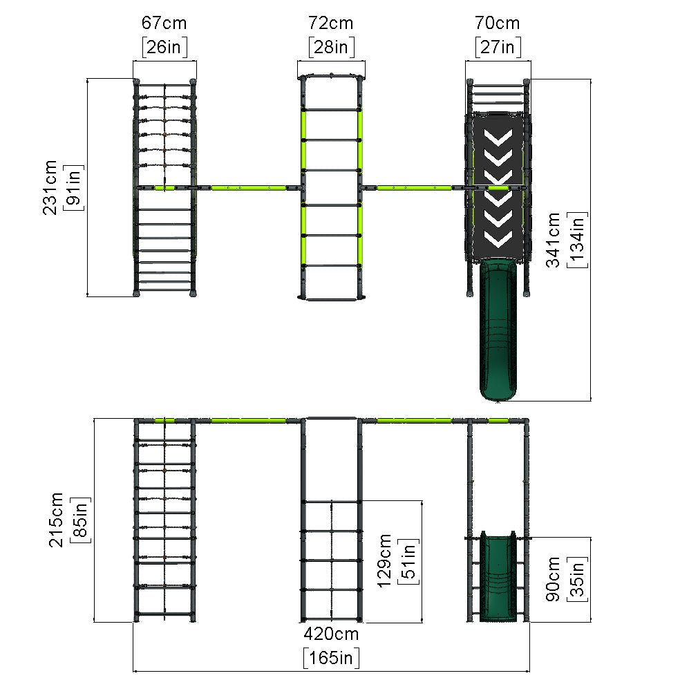 Rebo Steel Series Metal Swing Maximum Play Set - Standard Swings Green