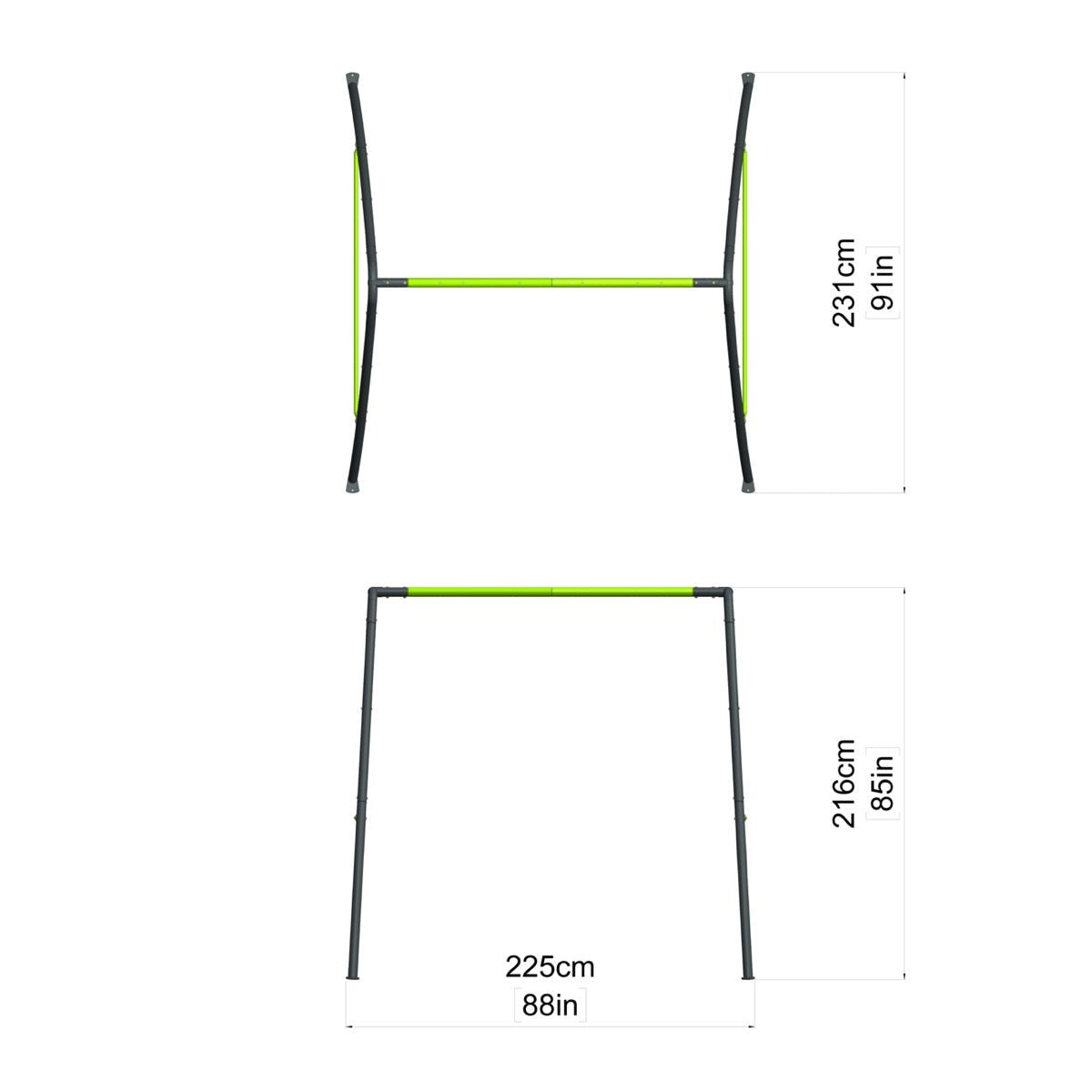 Rebo Steel Series Metal Swing Set - Double Swing Green