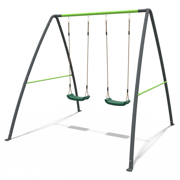Rebo Steel Series Metal Swing Set - Double Swing Green