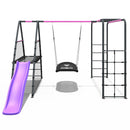 Rebo Steel Series Metal Swing Set + Monkey Bars & Slide - Boat Pink