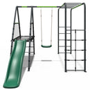 Rebo Steel Series Metal Swing Set + Monkey Bars & Slide - Single Green