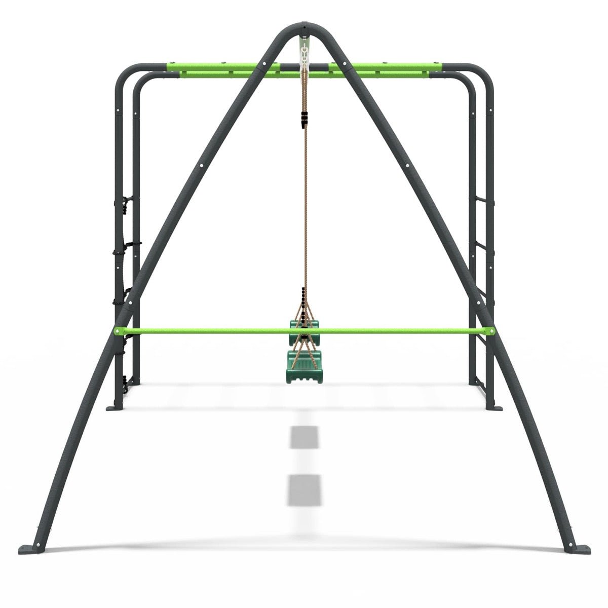 Rebo Steel Series Metal Swing Set with Monkey Bars - Double Swing Green