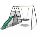 Rebo Steel Series Metal Swing Set with Slide Platform & 6ft Slide - Nest Green