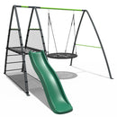 Rebo Steel Series Metal Swing Set with Slide Platform & 6ft Slide - Nest Green