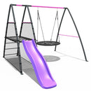 Rebo Steel Series Metal Swing Set with Slide Platform & 6ft Slide - Nest Pink