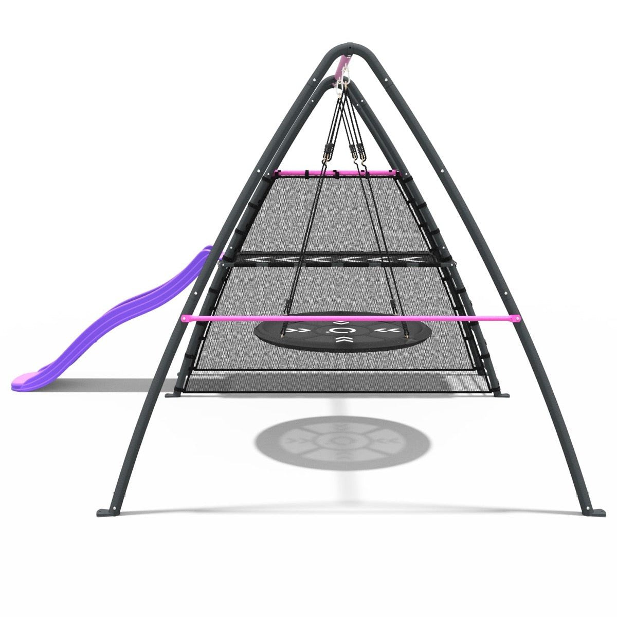 Rebo Steel Series Metal Swing Set with Slide Platform & 6ft Slide - Nest Pink