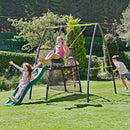 Rebo Steel Series Metal Swing Set with Slide Platform & 6ft Slide - Single Pink