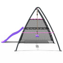 Rebo Steel Series Metal Swing Set with Slide Platform & 6ft Slide - Single Pink