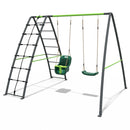 Rebo Steel Series Metal Swing Set with Up and Over wall - Double Swing Green
