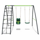 Rebo Steel Series Metal Swing Set with Up and Over wall - Double Swing Green