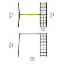 Rebo Steel Series Metal Swing Set with Up and Over wall - Nest Swing Green