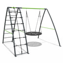 Rebo Steel Series Metal Swing Set with Up and Over wall - Nest Swing Green