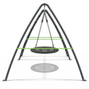 Rebo Steel Series Metal Swing Set with Up and Over wall - Nest Swing Green