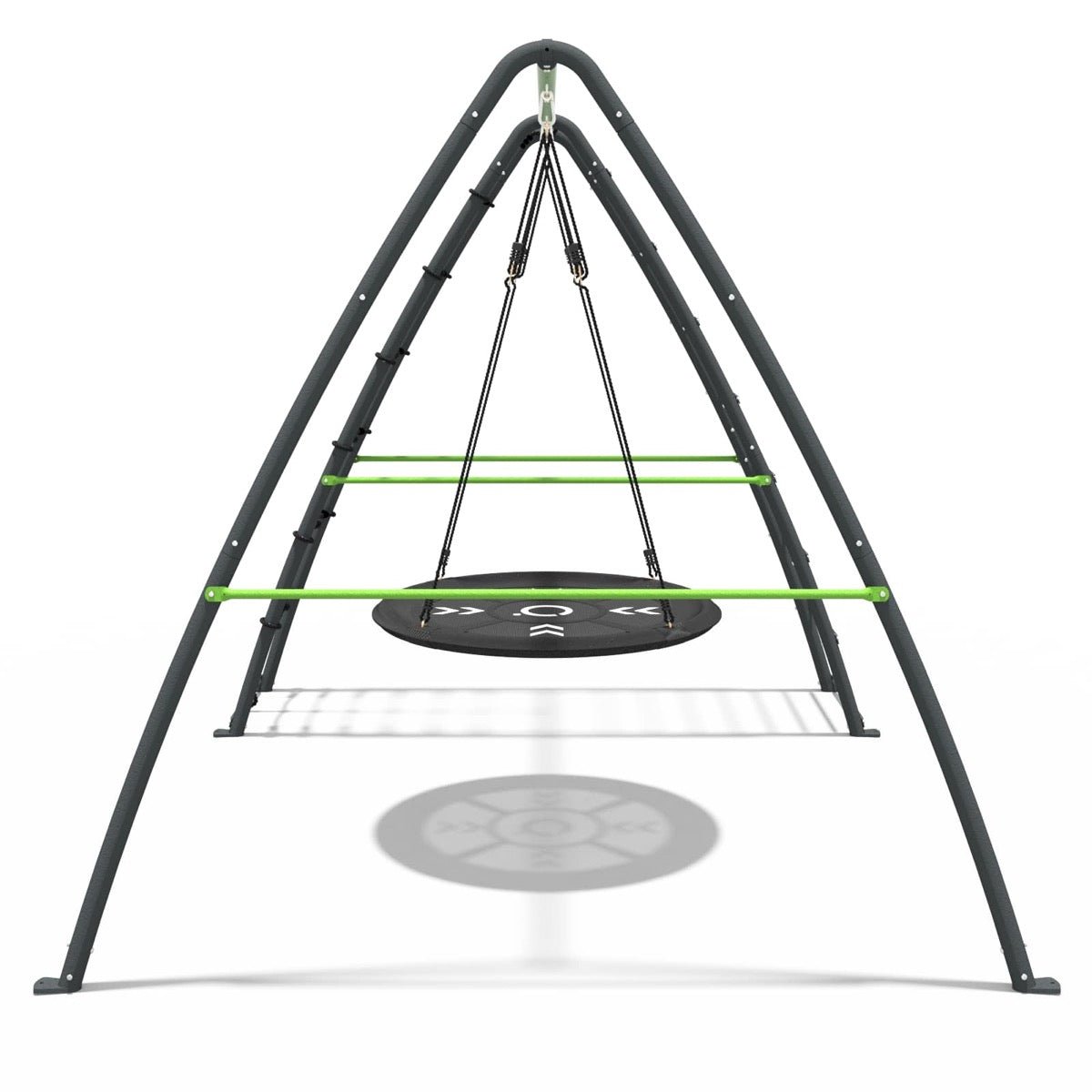 Rebo Steel Series Metal Swing Set with Up and Over wall - Nest Swing Green