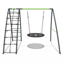 Rebo Steel Series Metal Swing Set with Up and Over wall - Nest Swing Green
