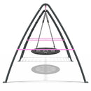 Rebo Steel Series Metal Swing Set with Up and Over wall - Nest Swing Pink