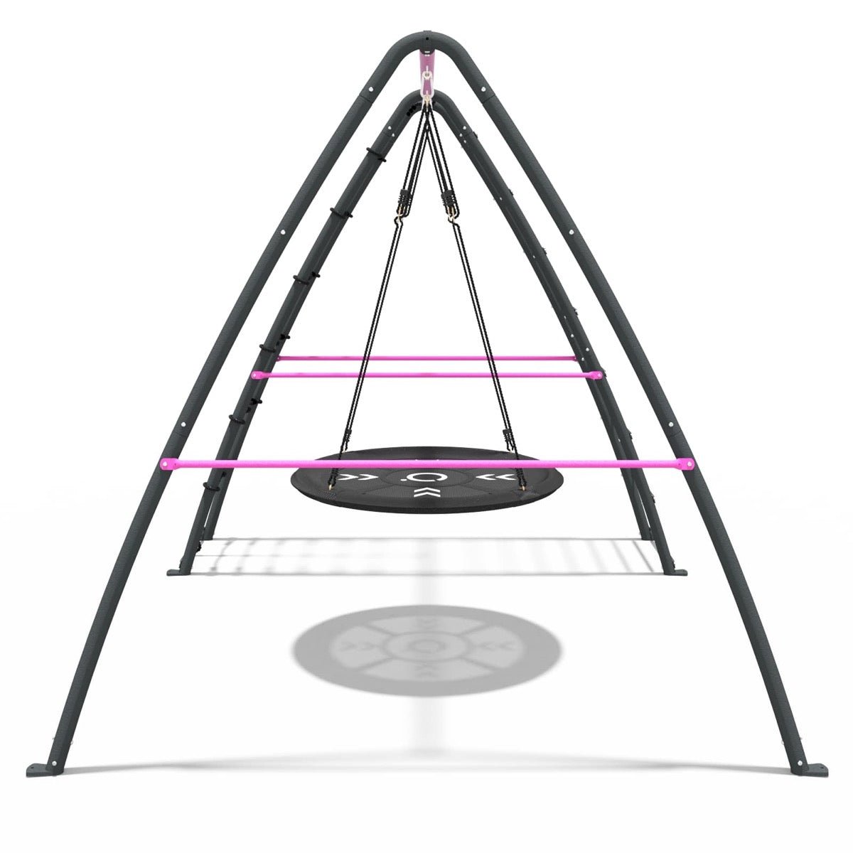Rebo Steel Series Metal Swing Set with Up and Over wall - Nest Swing Pink