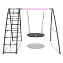 Rebo Steel Series Metal Swing Set with Up and Over wall - Nest Swing Pink