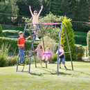 Rebo Steel Series Metal Swing Set with Up and Over wall - Single Swing Green