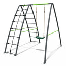 Rebo Steel Series Metal Swing Set with Up and Over wall - Single Swing Green