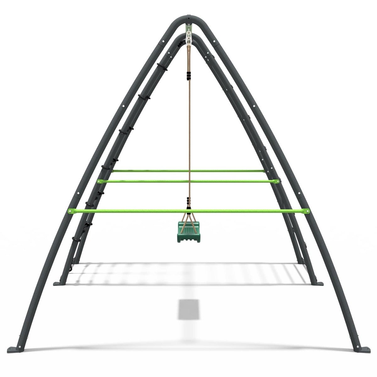 Rebo Steel Series Metal Swing Set with Up and Over wall - Single Swing Green