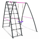 Rebo Steel Series Metal Swing Set with Up and Over wall - Single Swing Pink