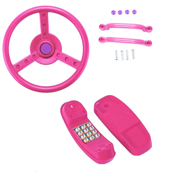 Rebo Steering Wheel, Telephone and Handgrips - Pink
